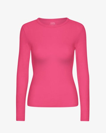 Women Organic Rib LS T-Shirt - Bubblegum Pink - Female - L