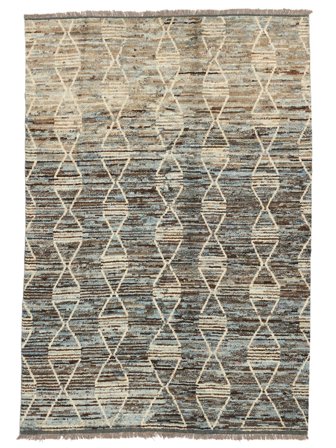 Berber Style Rug Hand Knotted 197X287 Dark Green/Orange Afghanistan