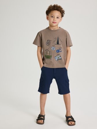 Polarn O. Pyret - T-shirt with adventure print - 86 - Childrenswear - beige