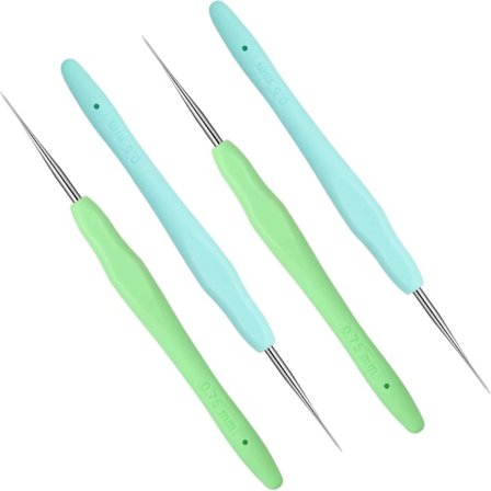 4 kpl Dreadlock-koukkuja silikonista, Dreadlock-työkalut, Dreadlock-neula, punonta-työkalut, Interlocks, Sisterlocks (0,5 mm, 0,75 mm)