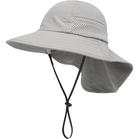 Grå(M) Baby Solhat Pige Dreng Halshat Børn Beskyttelseshue