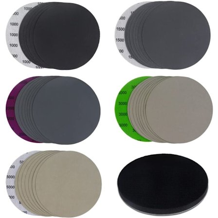 40 stk 6 tommer (150 mm) våt- og tørrslipeskiver assortert kornstørrelse høy ytelse vanntett borrelås sandpapir