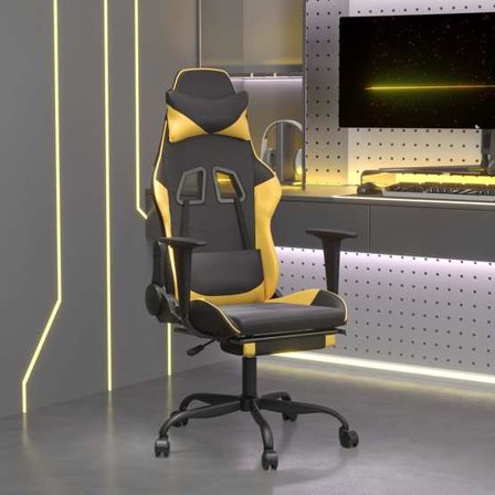 VidaXl Gamingstol Med Fotstöd Guld Och Svart Konstläder - Litenleker