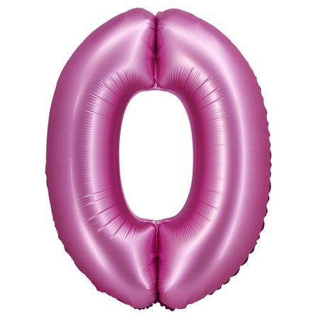 Sifferballong Satin Rosa 76cm "0-9" Siffra 0 - Partyninja.se