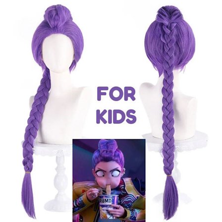 Cosplay Rumi-parykker for barn, KPop Demon Hunters-karakterparykker, lilla, langt flettet hår for jenter, Anime-filmkostymetilbehør, Rumi-parykk for 
