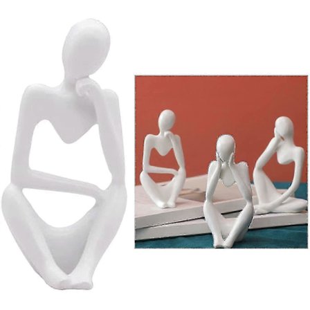 Tænkeren Statue - Abstrakt Skulptur i Resin, Moderne Figurin til Boligindretning