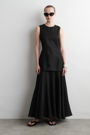 COS Women's Layered Peplum Midi Dress in Black