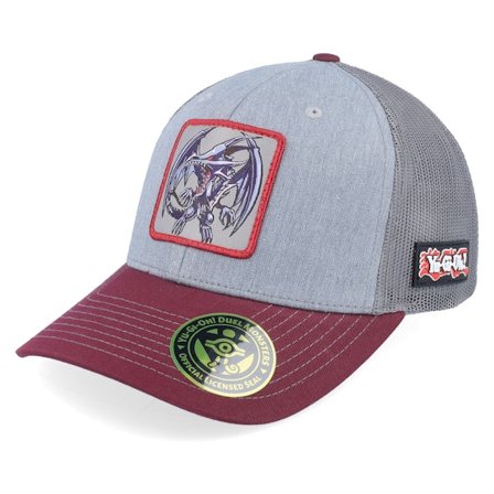 Yu-Gi-Oh! - Grå trucker Caps - Red-eyes Black Dragon Grey/Maroon Trucker - Yu-Gi-Oh @ Hatstore