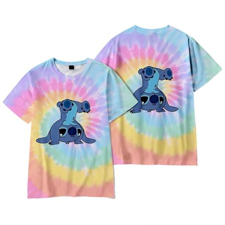Lilo & Stitch 3D Tegnefilm Trykt T-shirt Børn Casual Kortærmet Top F F 6-7 Years