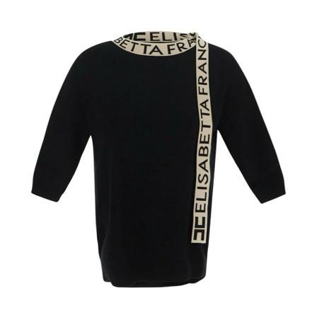 Elisabetta Franchi Ribbon Knit Top Sort, Dame