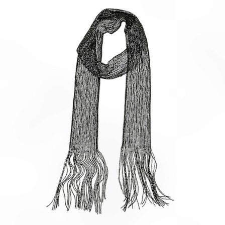 Lång Tunn Fransad Glittrande Sjal för Kvinnor Formell Middagsbjudning Modeaccessoar Silver