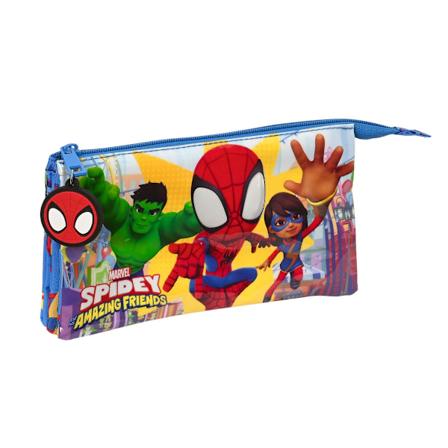 Tredubbel Carry-all Spider-Man Team up Blå 22 x 12 x 3 cm