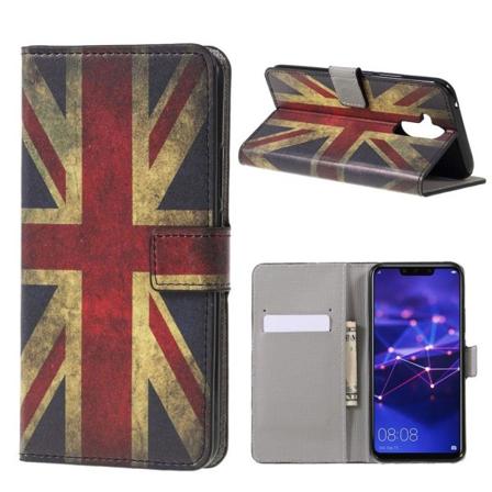 Huawei Mate 20 Lite kuviollinen synteetti nahkainen lompakko suojakotelo - Retro UK Lippu Multicolor