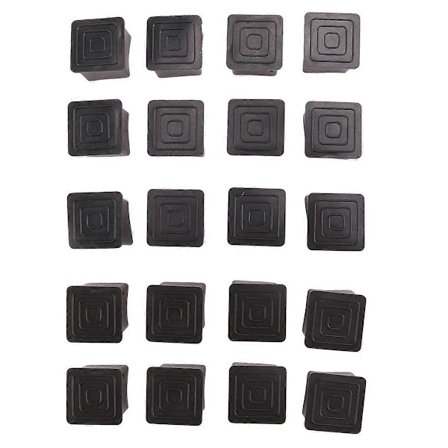 20 stk. firkantede stolebordsben, gummibeskyttelseshætter 25 mm x 25 mm