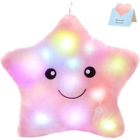 Liangnv 13'' Kreativt Twinkle Star Glowing Led Natlys Plys Puder Fyldte Dyr Legetøj Fødselsdag Valentinsgaver Til Småbørn Piger (pink)