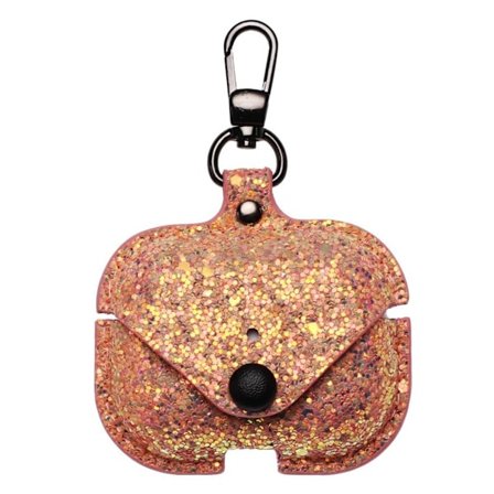 Airpods Pro unikt læderetui i glitterstil - Orange