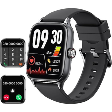 Smartwatch til damer og herrer, 1,85 tommer touch-farveskærm med Bluetooth-opkald, fitnessur med til damer og herrer med SMS-påmindelse, 