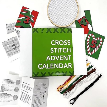 Joulu 2023 Ristinompeleiden Adventi-kalenteri, Xmas 24 Päivän Laskenta Kirjontakirja Kalenteri, Ompeleva Adventi-kalenteri Lahja Naisille Tytöille 