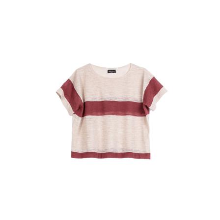 Roberto Collina, Trui Beige, Dames, Maat:S,linnen,gestreept