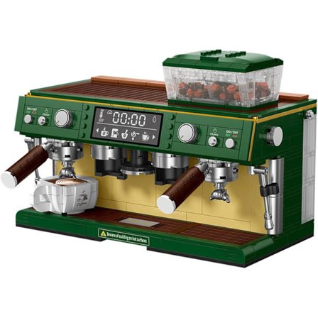 Kaffemaskinsett for voksne: Dobbel kaffemaskin byggesett, klassisk utstillingshjeminnredningstilbehør, kreativ årsavslutningsgave.