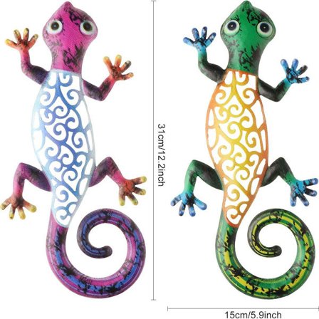 Metal Gecko Seinäkoriste 2 Kpl Ripustettava Gecko Seinäveistos