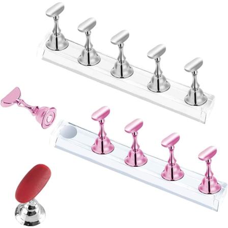 2 Sæt Magnetiske Kunstige Negleholdere, Neglekunst Display Kit, Negle