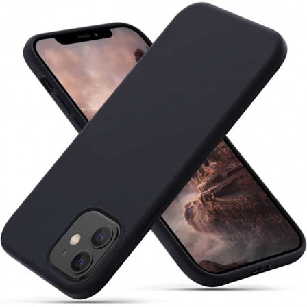 iPhone 12 Pro Max Gummibelagd Mattsvart Silikon Skal