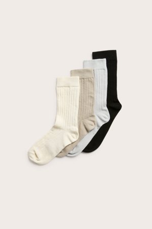 Kappahl | 4-pk. ribbestrikkede sokker | Beige