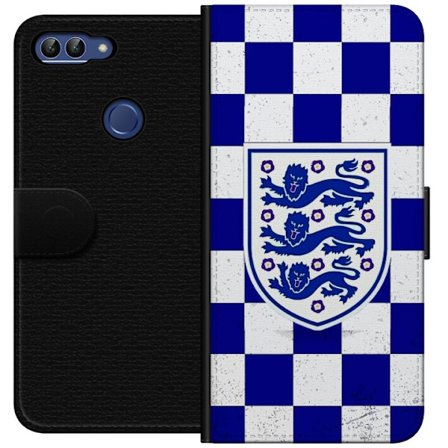 Yhteensopiva Lompakkokotelo Huawei Huawei P smart Graafinen shakkiruudukkokuviointi sinisellä ja valkoisella, klassisella heraldisella vaakunalla, re