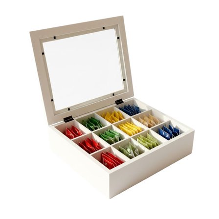 Telåda med lock, 12 fack, bambudesign