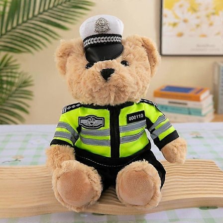 Police Teddy Bear Plyschleksak Gosedjur Pälsig Trafikpolis Björn Plyschleksak För Barn Vuxna
