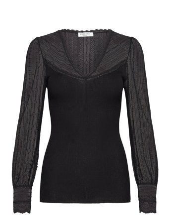 Rosemunde Silk T-Shirt W/ Lace - Black - M
