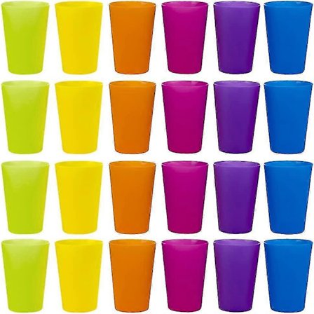 24 stk Gjenbrukbare Plastkopper, 6 Lyse Farger Plastkopper For Barn, Camping