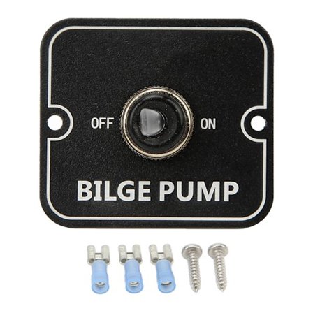 12V 24V Bilgepumpe Kontrolswitch med LED-indikatorlys Følsom Sort Sikker Manuel Aluminiumspanel