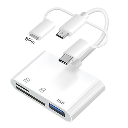 Monitoiminen nopea kortinlukija 3-in-1 8-nastainen Type-C Micro USB 3.0 SD-kortti TF OTG kortinlukija isäntäsovitin matkapuhelimelle