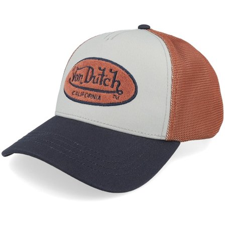 Von Dutch - Grå trucker Kasket - Oval Terry Patch Brown/White/Black A-Frame Trucker @ Hatstore