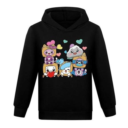 7-14 år Børn Teenagere Drenge Piger Lanky Box Hoodie Langærmet Hættetrøje Toppe Gaver Sort 7-8 År