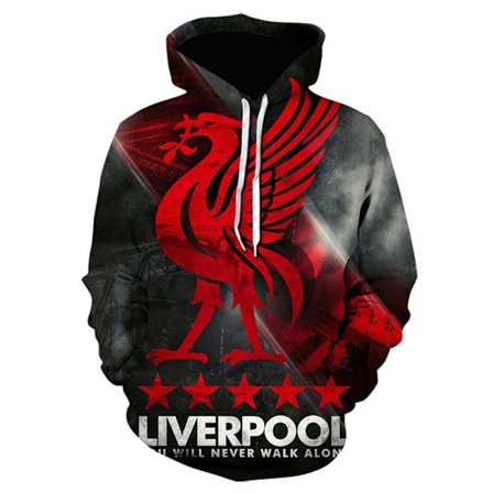 Fotbollsklubb sweatshirt lång, hoodie med stort grafiskt tryck 2128 2128 2128 4XL