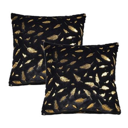 Set med 2 plyschkuddfodral, guldfärgade kuddfodral för soffa, soffa, hem, säng, kontorsinredning, 43x43cm