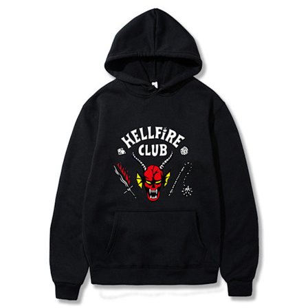 Stranger Things 4 Hellfire Club Hættetrøje Sweatshirt Topp W sort 3XL