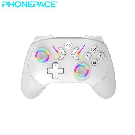 Hvid trådløs Bluetooth-spilcontroller til Switch med 6-akset gyrofunktion, Wake Up RGB-belysning og NS2 Macro Programming Gamepad