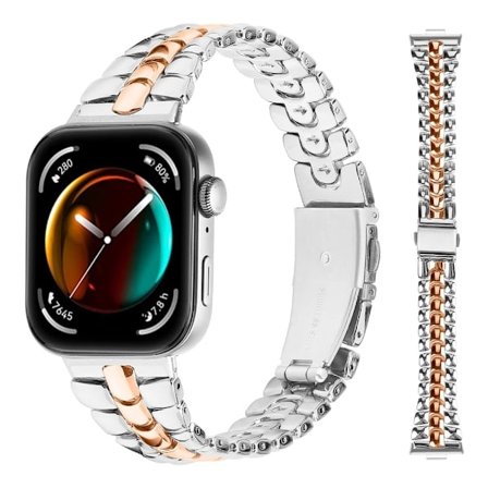 Huawei Watch Fit 3 Klockarmband Fishbone Design Handledsarmband - Silver + Roséguld