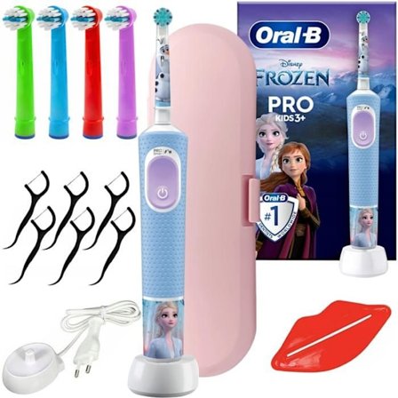 Elektrisk tandborste barn - Oral-B - Vitality Pro D103 Frozen - 4 borstar - reseväska