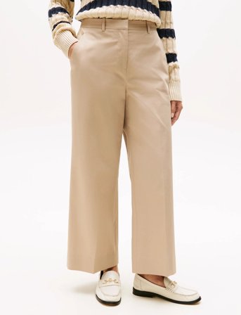 Tommy Hilfiger Cotton Wide Leg Ankle Chino Pant - Beige - 44
