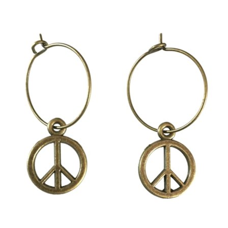 Earrings - Creoles - Peace - Bronze - 2 cm