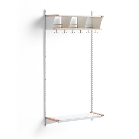 Garderobenschrank JEPPE mit 3 Fächern, Grundelement, 1790x900x310 mm, weiß/birke