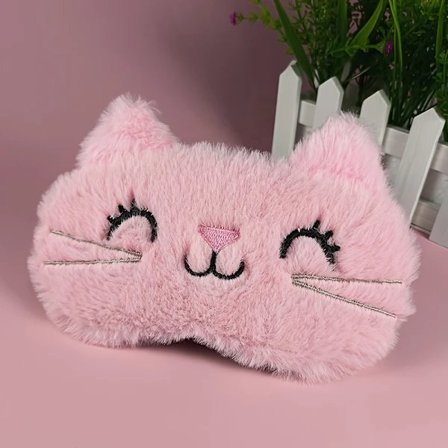 1 st Söt 3D Kattmönstrad Plysch Sovmask för Kvinnor, Mjuk Fleece Ögonmask, Doftfri, Inget Batteri Behövs, Portabelt Rese-Sömntillbehör, Sovmask...