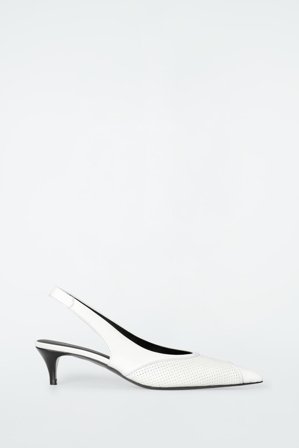 COS Perforated Leather Slingback Heels in White - Women