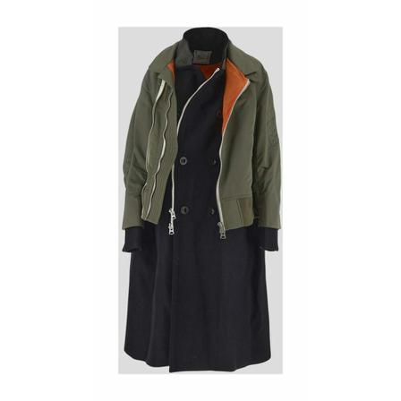 Sacai Nylon Twill Mix Frakke Sort, Dame Parka
