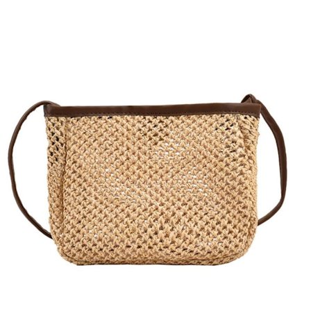 Dam Halm Beach Bag Liten fyrkantig rotting Clutch Handväska Crossbody Bag